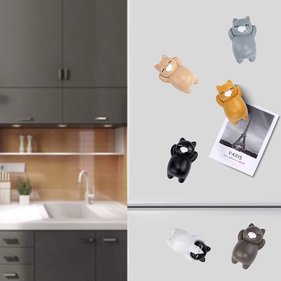 Cartoon Cat Fridge Magnet Resin Ornament Ornament Without Magnetic Sticker(Gray Cat)