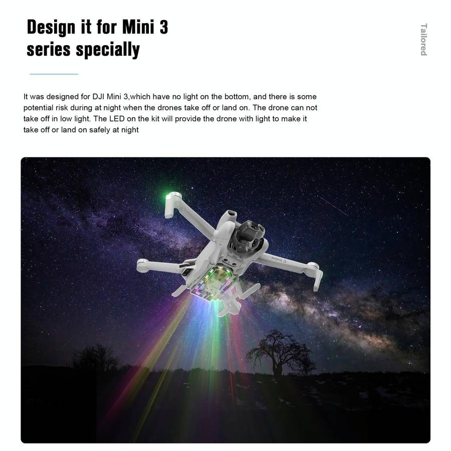 For DJI Mini 3 STARTRC LED Light Folding Anti-fall Heightened Landing Gear Training Rack (Grey)