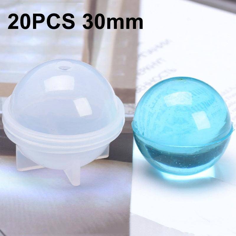 20 PCS 30mm Crystal Epoxy Ball Silicone Mould DIY Handmade Jewelry Sphere Making Mould