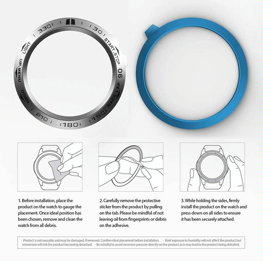 For Garmin Fenix 3/3 HR Smart Watch Steel Bezel Ring, B Version(Silver Ring Black Letter)