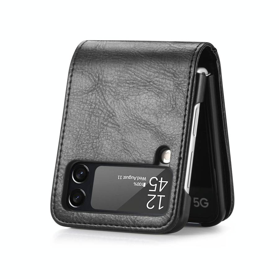 For Samsung Galaxy Z Flip3 5G Vertical Flip Card Slot Leather Phone Case(Black)