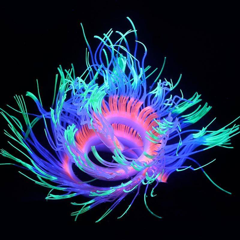 Aquarium Fish Tank Landscaping Decoration Silica Gel Simulation Software Coral Fluorescent Anemon...