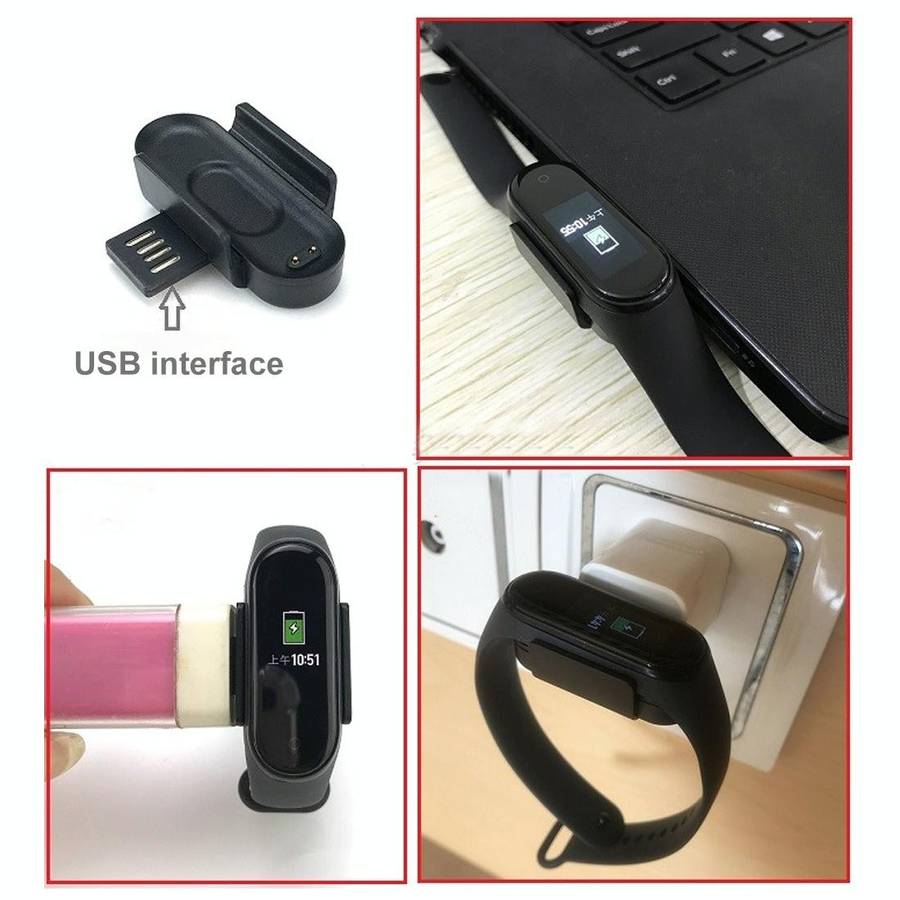 For Xiaomi Mi Band 4 Charger Charging Dock Base Stand Holder with 1m Charging Cable(Black)
