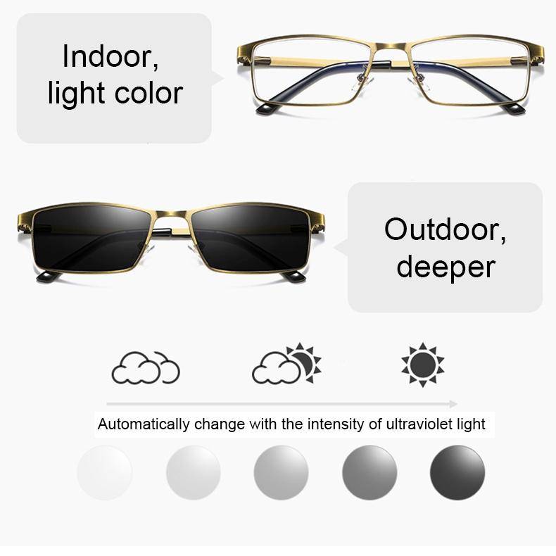 Dual-purpose Photochromic Presbyopic Glasses, +3.00D(Gold)