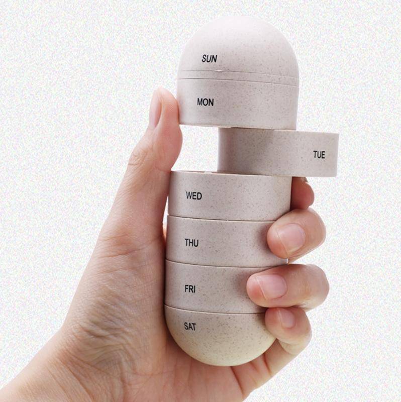 Wheat Straw Pill Storage Box Sealed 7 Days Pill Box(YD073)