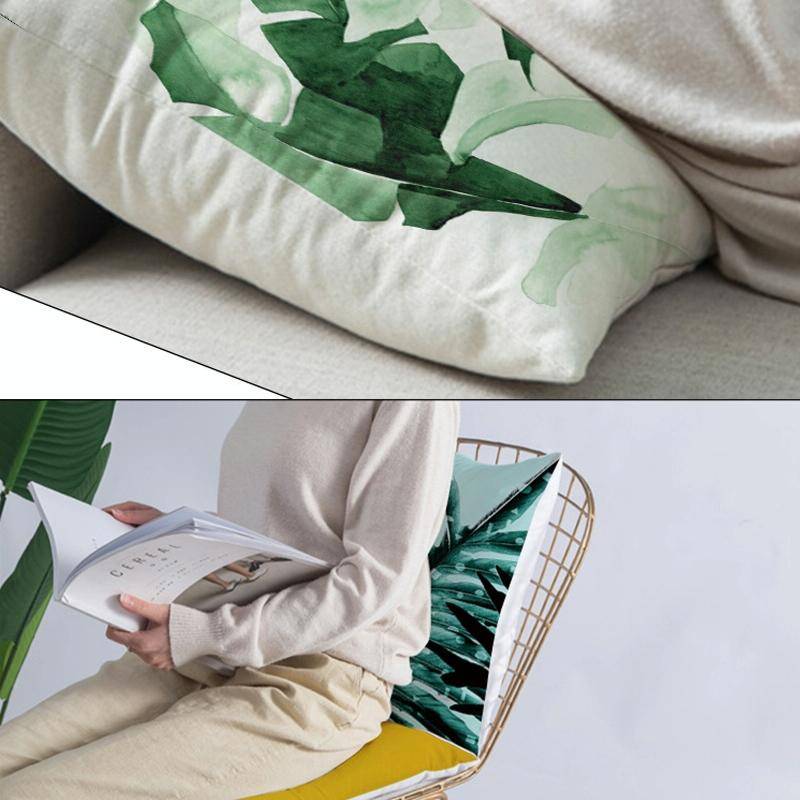 Tropical Plants Pillow Case Polyester Decorative Pillowcases Green Leaves Throw Pillow Cover Squa...