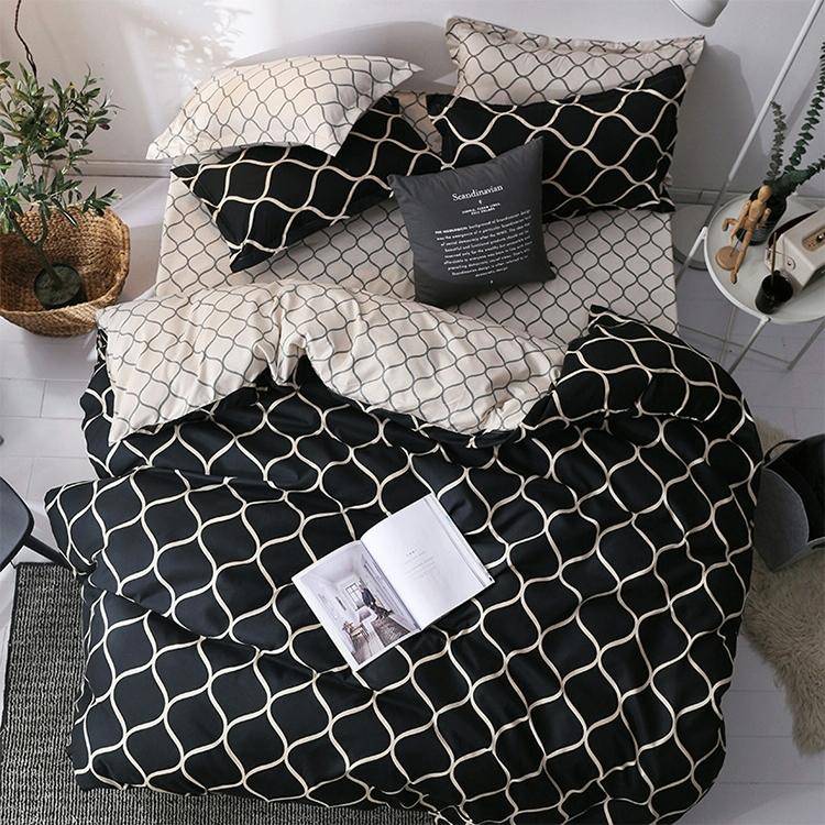Luxury Bedding Black Marble Pattern Set Sanded Printed Quilt Cover Pillowcase, Size:220x240 cm(Ouni)