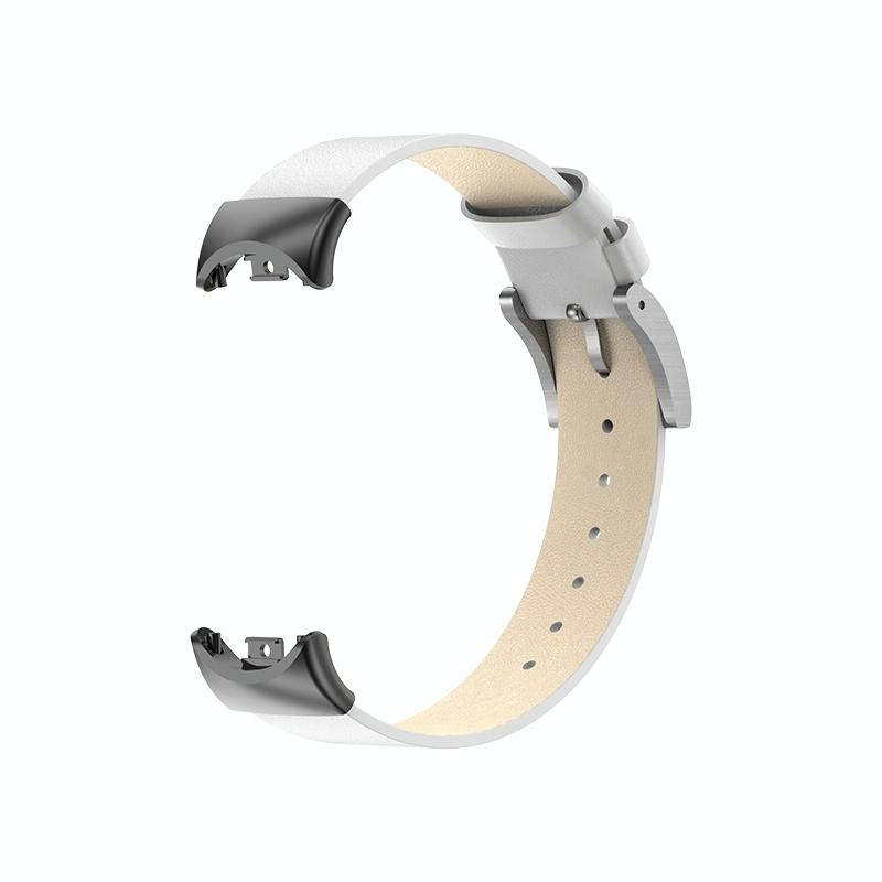For Xiaomi Mi Band 8 12mm Leather Replacement Watch Band(White)