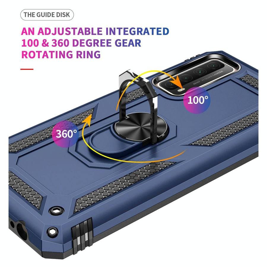 For Huawei P Smart 2021 Shockproof TPU + PC Protective Case with 360 Degree Rotating Holder(Blue)