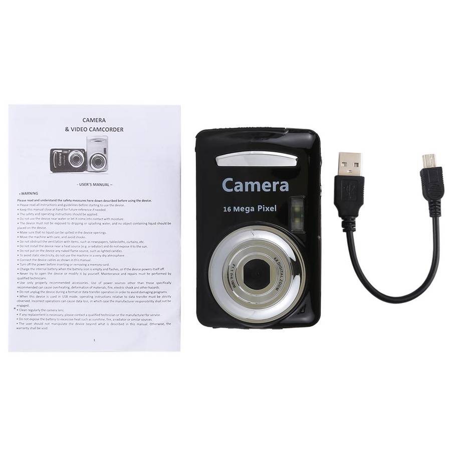 1280x720P HD 4X Digital Zoom 16.0 MP Digital Video Camera Recorder with 2.4 inch TFT Screen(Black)