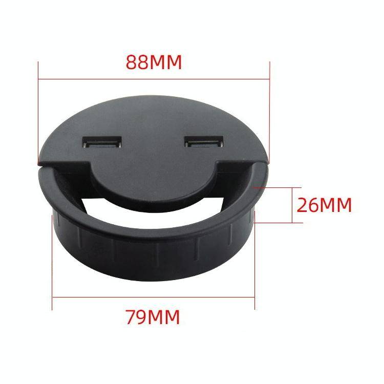 80mm Desktop Outlet USB Cable Wire Hole Cover Round Winder Holder