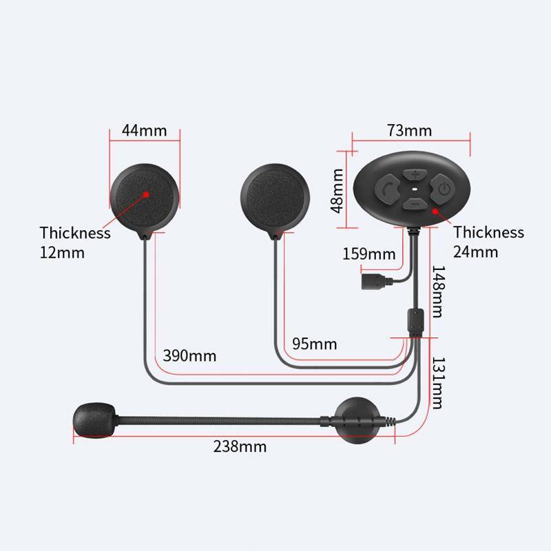 Dier DK12 800m Helmet Wireless Bluetooth Headset 5.0 Waterproof Double Motorcycle Call Headset Wi...