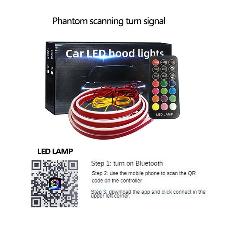 Car Startup Scan Through Hood LED Daytime Running Atmosphere Light, APP Control, Length:1.5m(Symp...