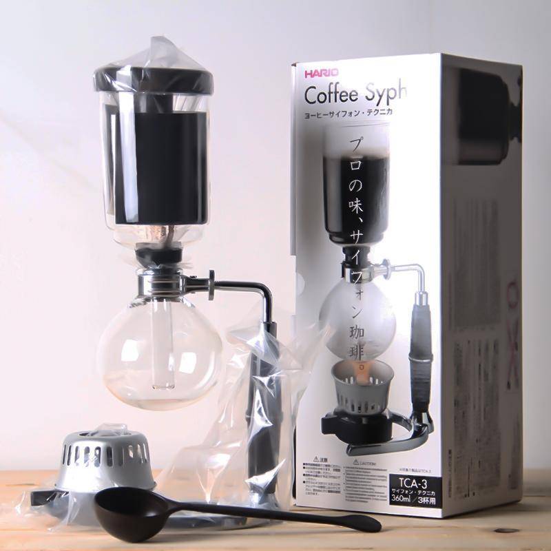 Classic Siphon Coffee Pot Black Handle Glass Syphon Pot for 5 People, Size:37.5x11.3cm(Black)