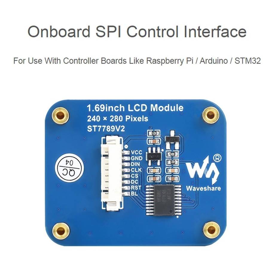 Waveshare 1.69 Inch 240280 Resolution IPS LCD Display Module With SPI Interface