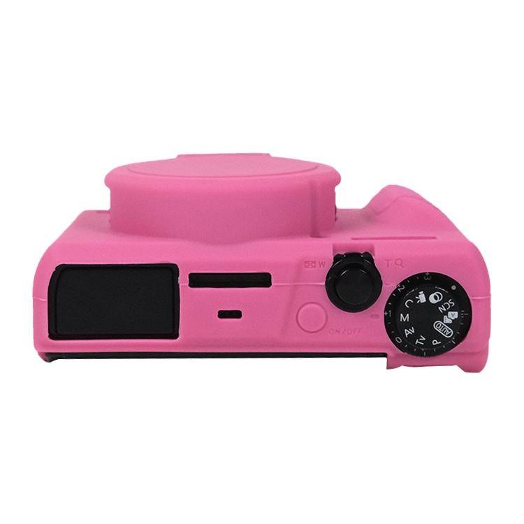 For Canon PowerShot G7 X Mark III / G7X3 Soft Silicone Protective Case with Lens Cover(Rose Red)