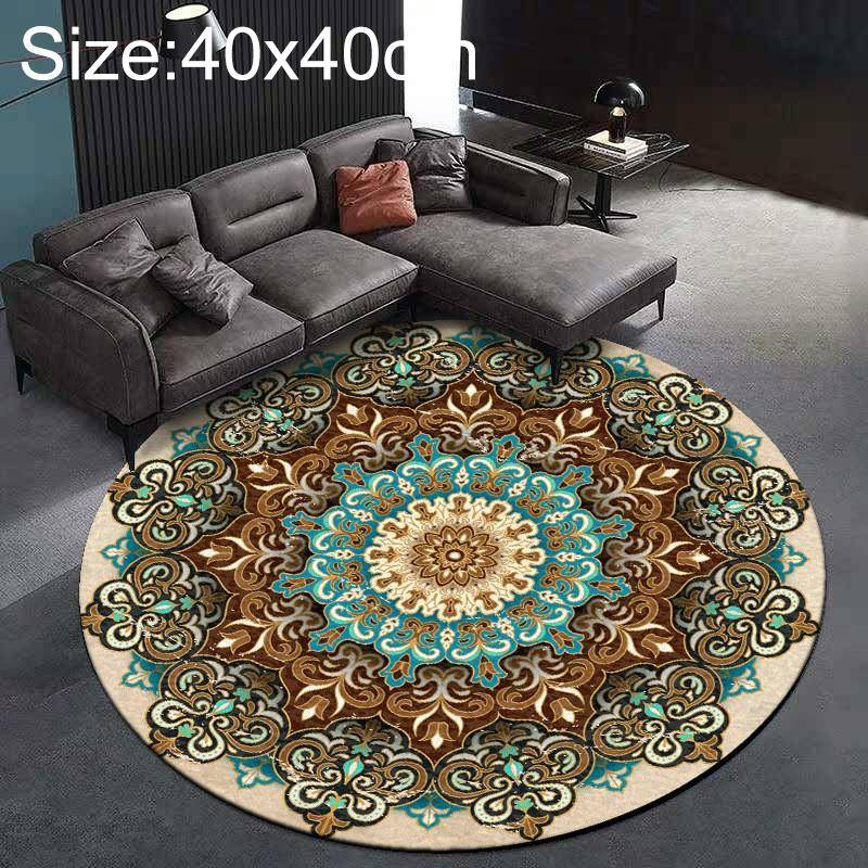 Ethnic Carpet Camel Mandala Flower Carpet Non-slip Floor Mat, Size:Diameter 40cm(Gray)