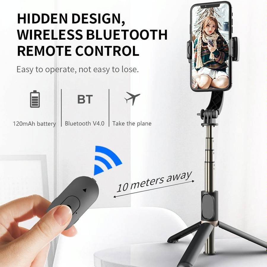 Q08 Gimbal Stabilizer Bluetooth Remote Control Tripod Selfie Stick (White)