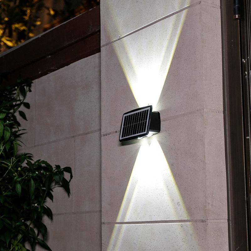 4LED Solar Wall Lamp Outdoor Waterproof Up And Down Double-headed Spotlights(White Light)