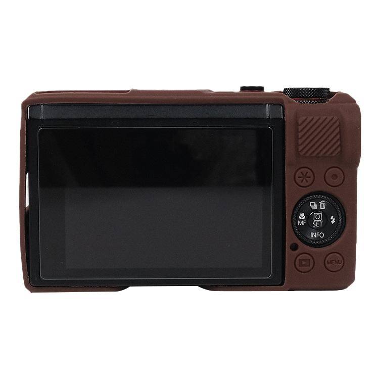 For Canon PowerShot G7 X Mark III / G7X3 Soft Silicone Protective Case with Lens Cover(Coffee)