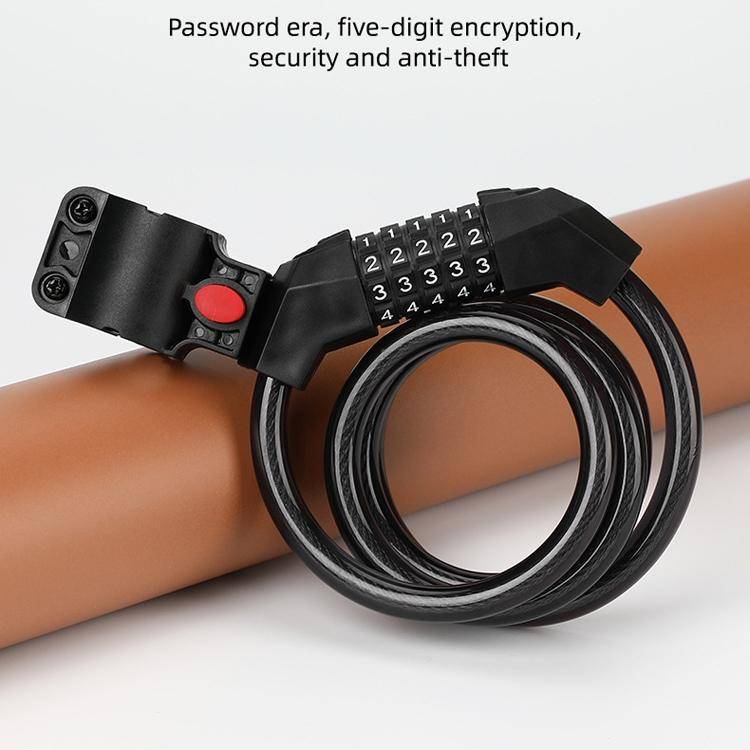 Bicycle Anti-Theft Code Lock Five-Digit Bicycle Lock Portable Bold And Long Steel Cable With Brac...