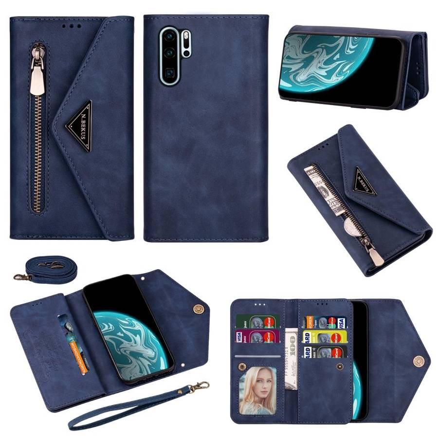 For Huawei P30 Pro Skin Feel Zipper Horizontal Flip Leather Case with Holder & Card Slots & Photo...