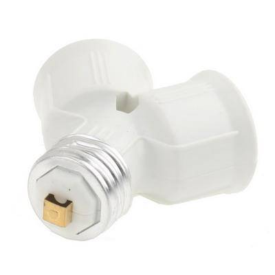 E27 to 2 E27 Light Bulbs Conversion Socket Double Lamp Socket(White)