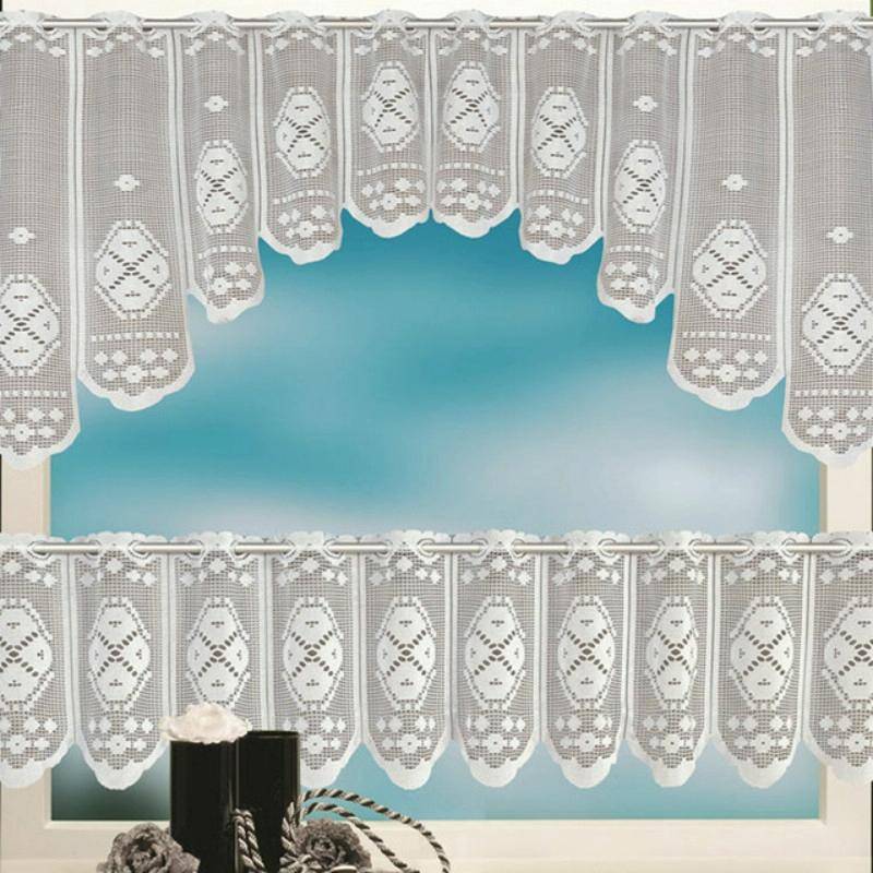White Translucent Coffee Curtain Tulle Lace Sheer Warp Knitted Jacquard Curtains Bedroom Curtains...