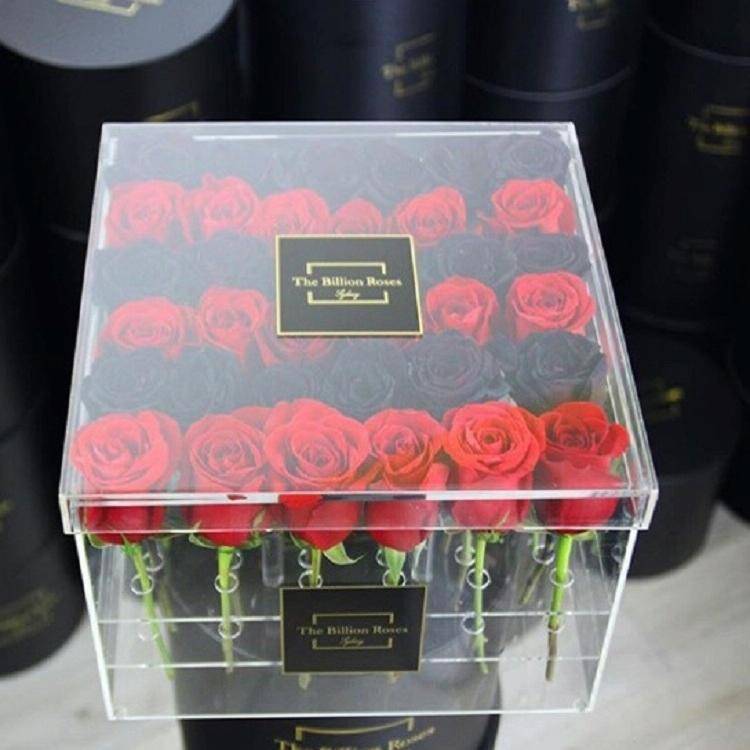 Square Transparent Acrylic Gift Box Flower Box, Specification: 25 Holes