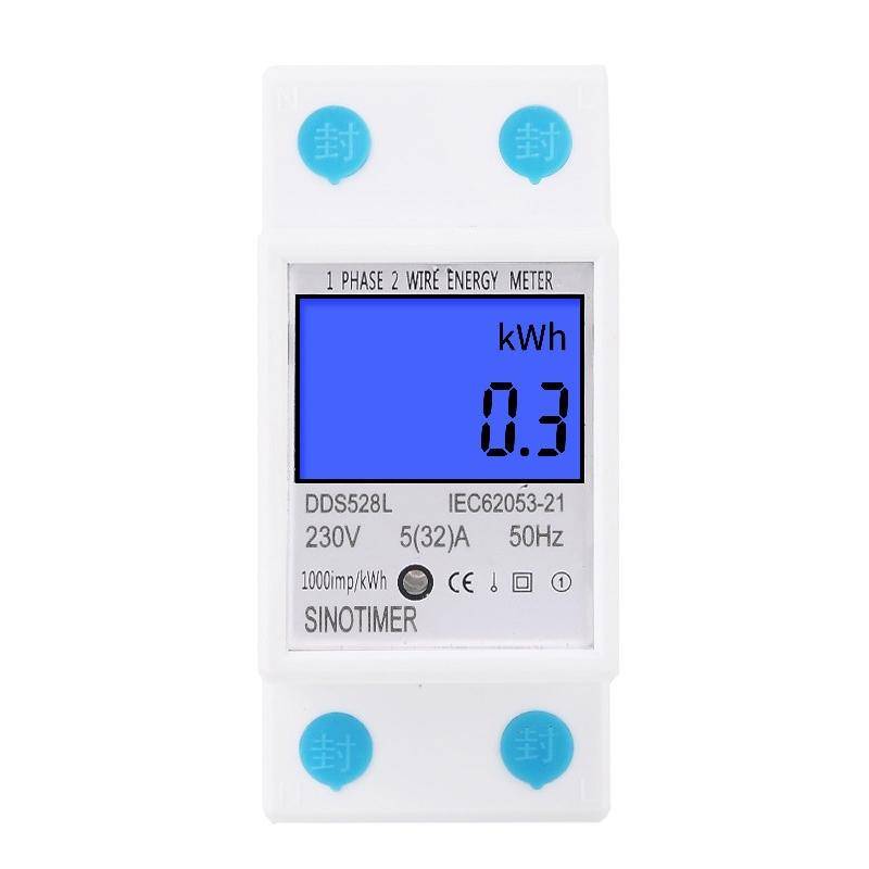 DDS528L Backlight Display Home Single-phase Rail Energy Meter 5-32A(230V 50Hz)
