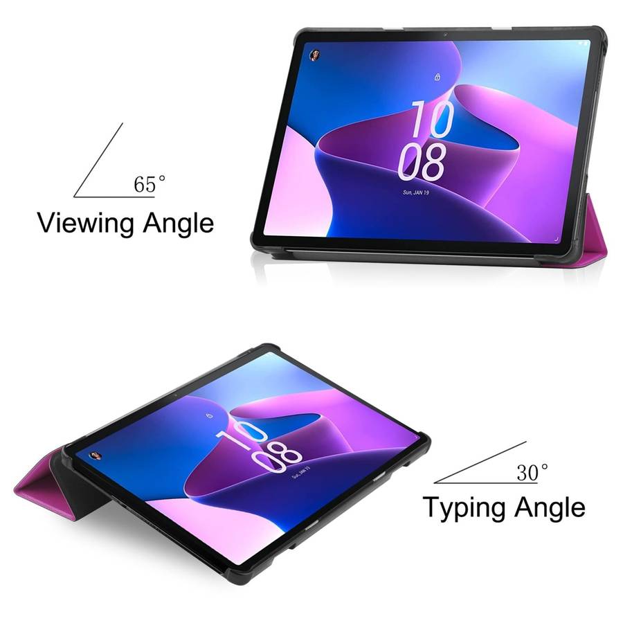 For Lenovo Tab M10 3rd Gen / TB328FU Custer Pure Color 3-Fold Holder Smart Leather Tablet Case(Pu...