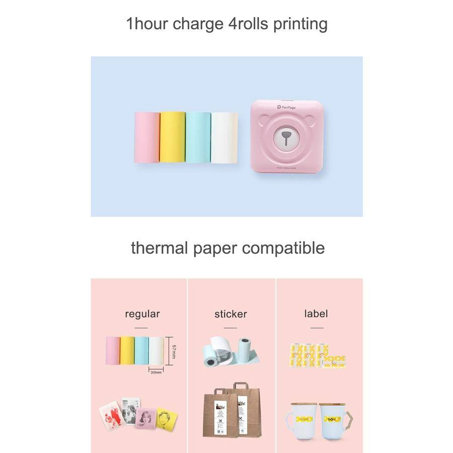 Peripage A6 Portable Inkless Pocket Thermal Bluetooth Printer(White)