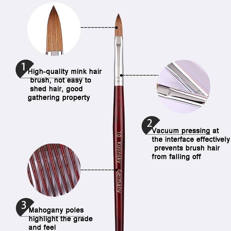 Red Wood Handle Kolinsky Hair Nail Art Brush No. 4