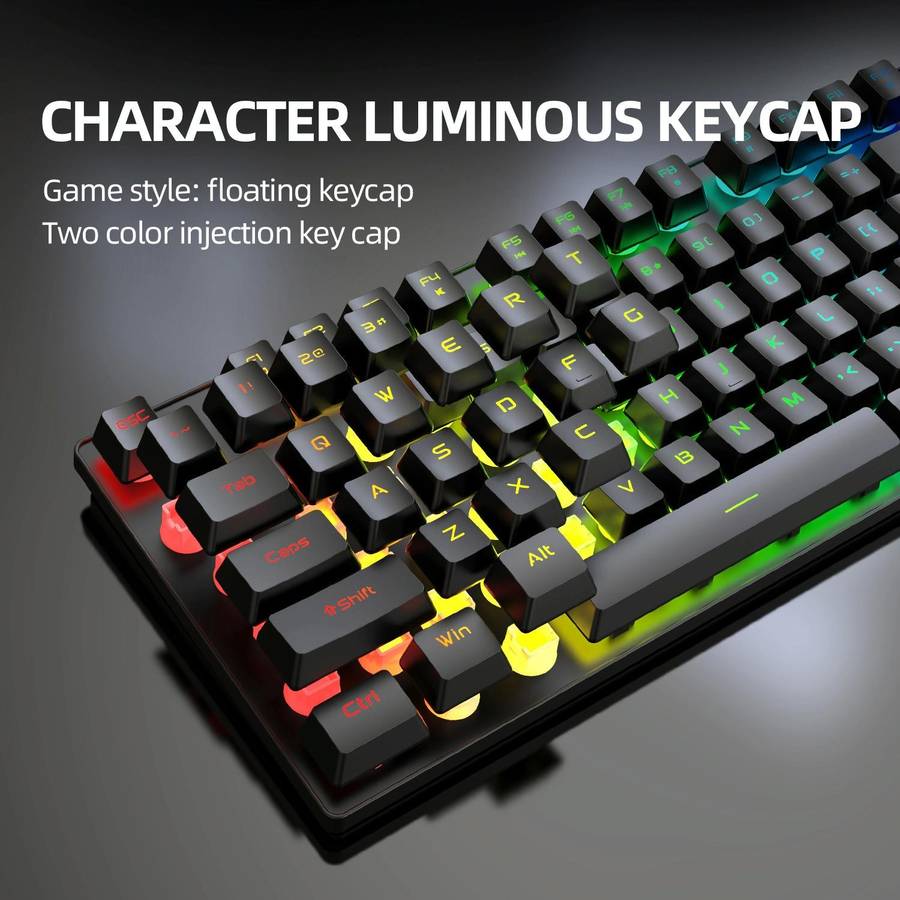 ZIYOULANG T3 Wireless Charging Gaming Lighted Keyboard and Mouse Set(White Rainbow Light)
