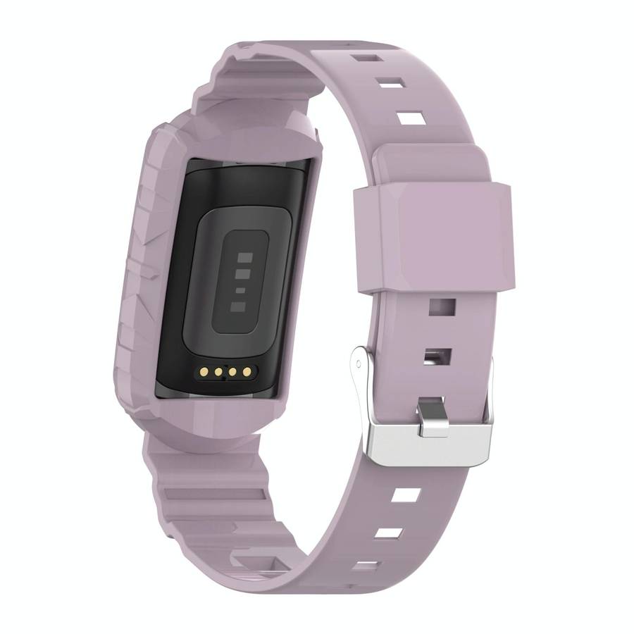For Fitbit Charge 4 Silicone One Body Armor Watch Band(Light Purple)