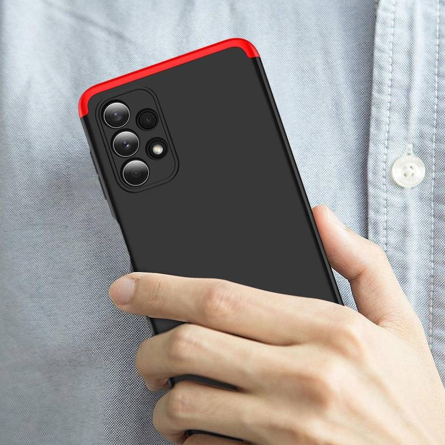For Samsung Galaxy A32 4G GKK Three Stage Splicing Full Coverage PC Case(Black Red)