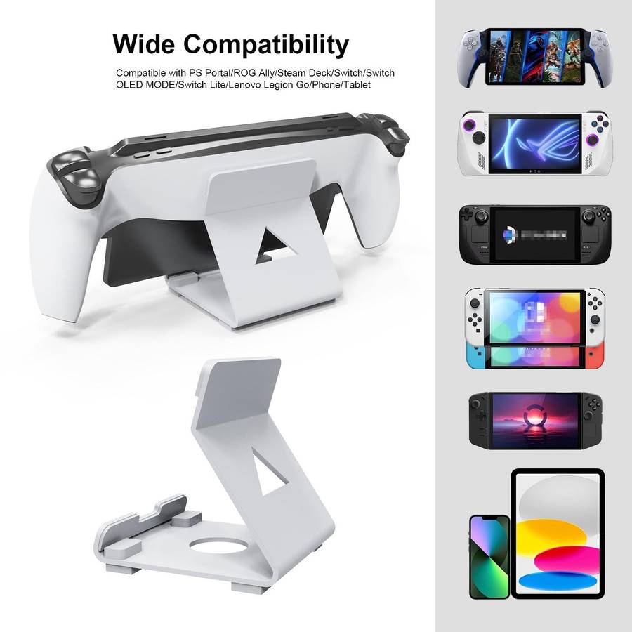 JYS Game Console Desktop Stand For PS Portal / Steam Deck / ROG Ally / Switch / Mobile Phones(Black)
