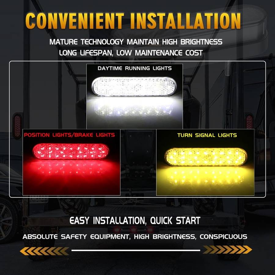 2 PCS 24LED Reflector Brake Light Turn Signal Light(Yellow Shell Yellow Light)