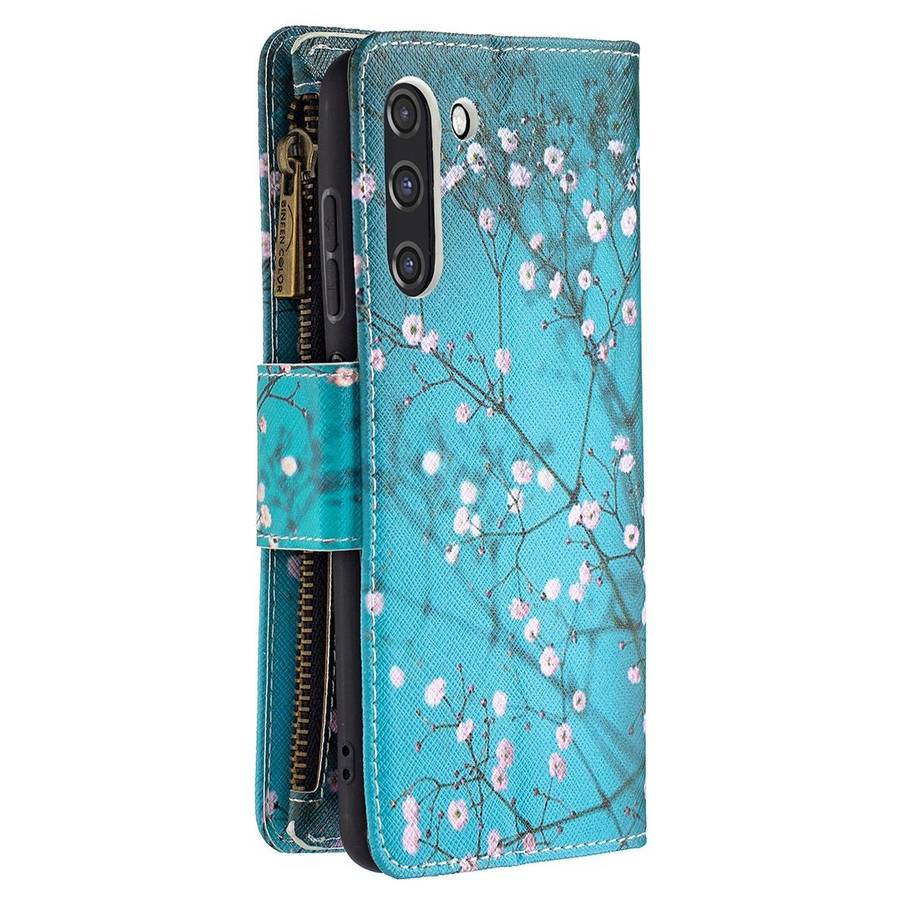 For Samsung Galaxy S21 FE Colored Drawing Pattern Zipper Horizontal Flip Leather Case with Holder...