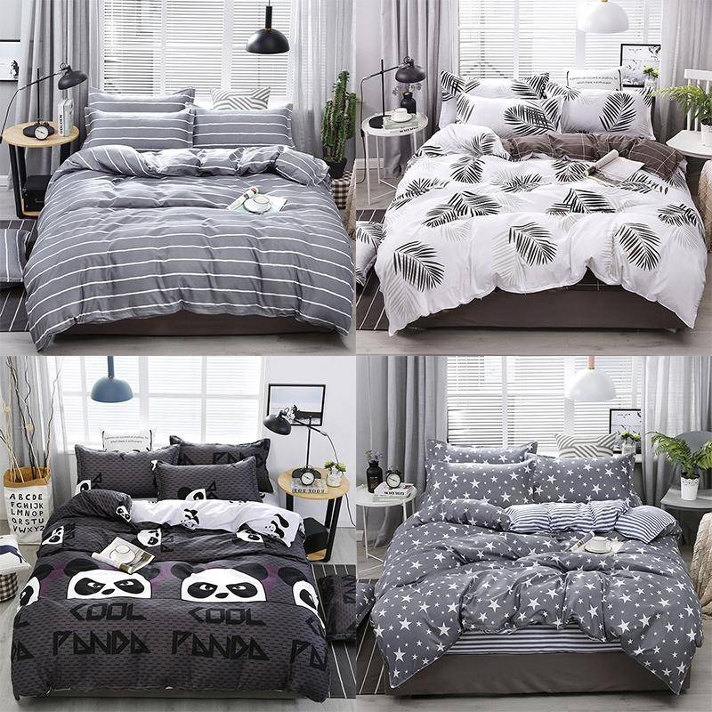4 PCS/Set Bedding Set Happy Family Pattern Duvet Cover Flat Sheet Pillowcase Set, Size:1.5M(Starry)
