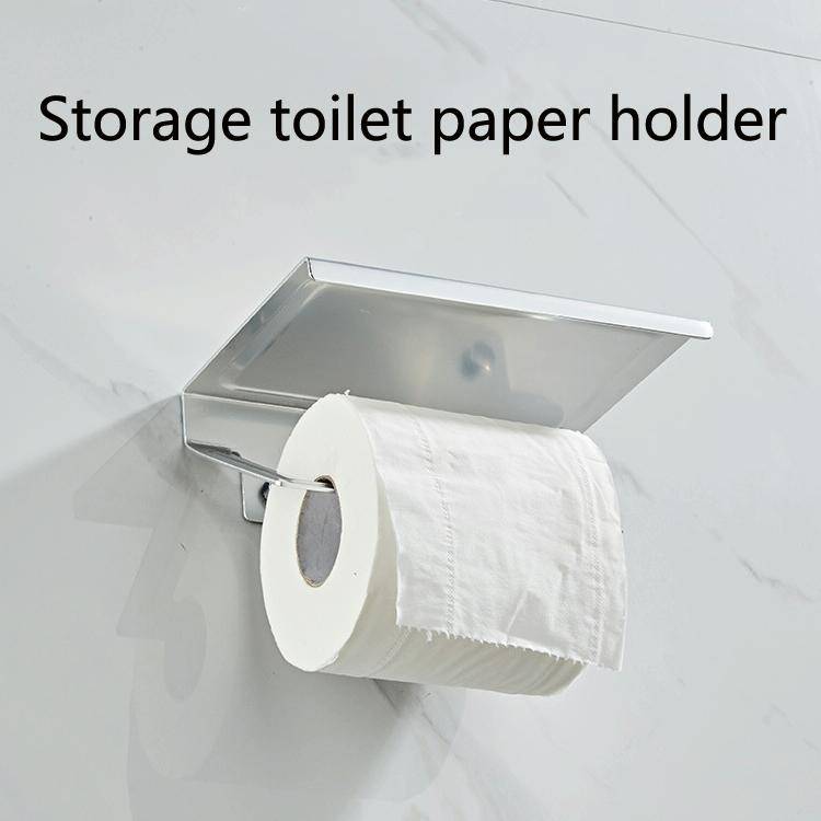 Punch-Free Space Aluminum Kitchen And Toilet Tissue Holder Mobile Phone Rack Roll Paper Holder, C...