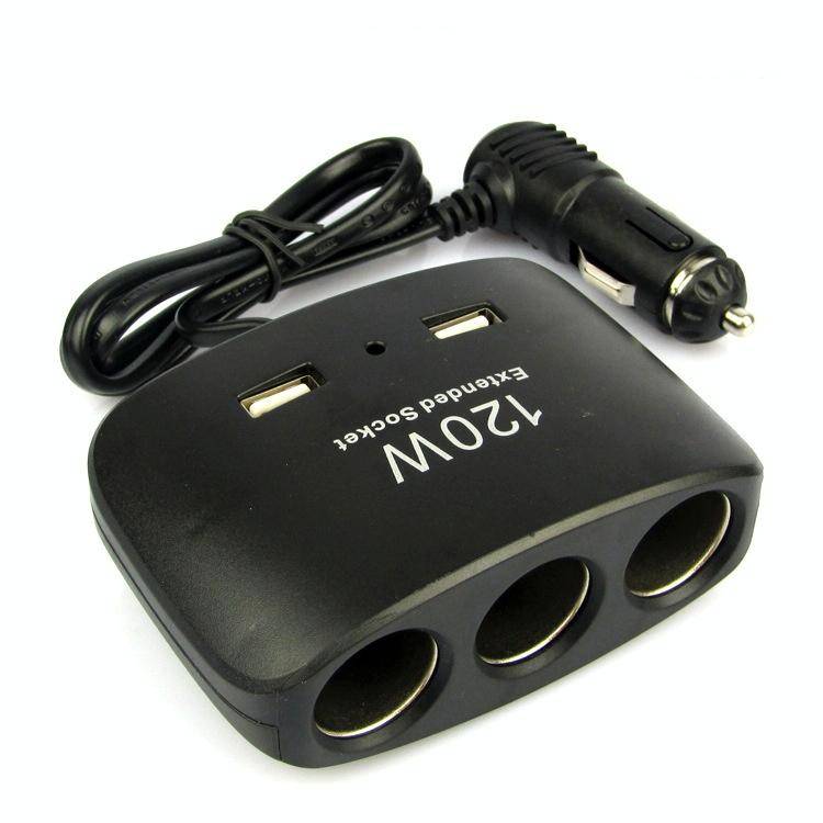 120W Car Cigarette Lighter Adapter, 3-Socket Cigarette Lighter Splitter with Dual USB Car Charger...
