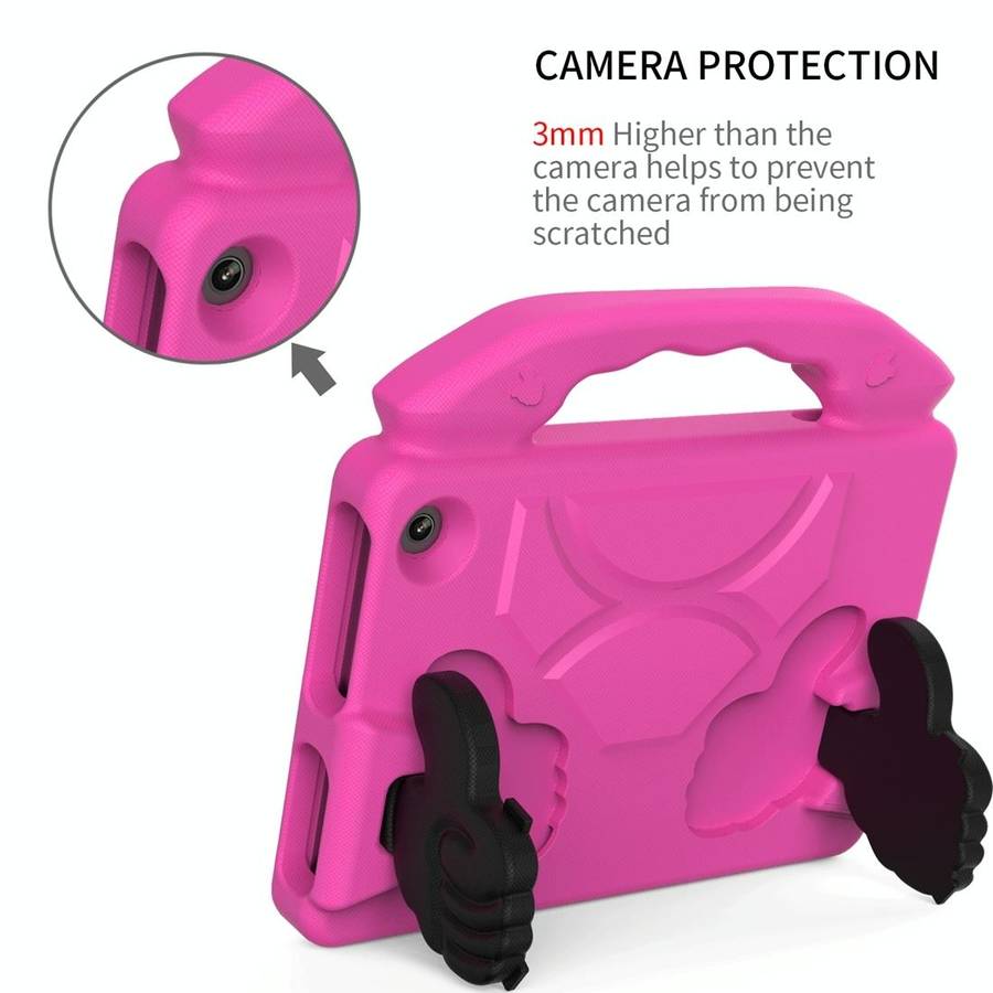 For Amazon Kindle Fire 7 2022 Children EVA Shockproof Tablet Case with Thumb Bracket(Rose Red)