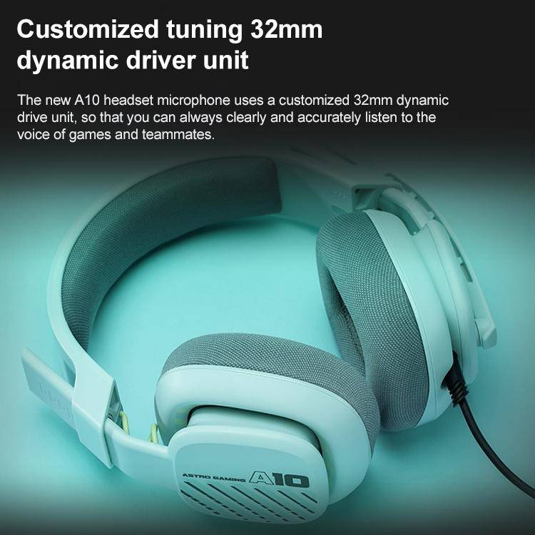 Logitech Astro A10 Gen 2 Wired Headset Over-ear Gaming Headphones (Green)