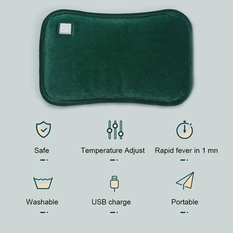 Waterless Graphene Hot Water Bag Rechargeable Hand Warmer,Style: Glove Version 3 Geat(Gray)