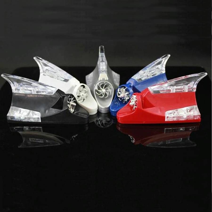CB-073 Colorful Warning Light Wind Power Shark Fin Antenna Car Decoration(Black)