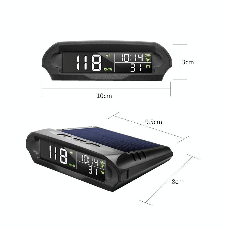 Car Solar HUD Tire Pressure Monitoring GPS Speed Time Altitude Table(Black)