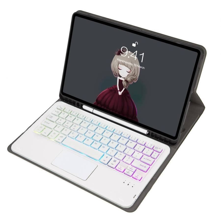 For Samsung Galaxy Tab S8 / S7 A700B-AS Lambskin Texture Backlight Bluetooth Keyboard Leather Tab...
