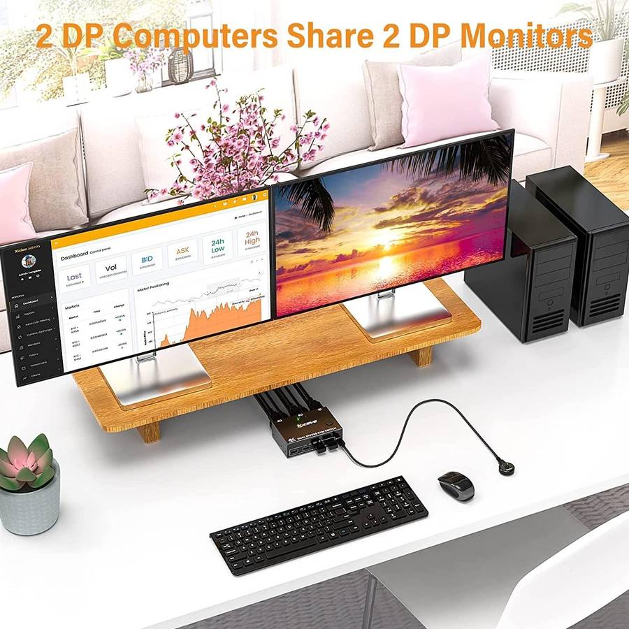 KC-KVM202DP 4K 60Hz USB3.0 DP Dual Monitors KVM Switch