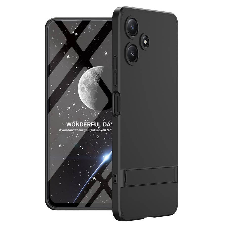 For Xiaomi Redmi 12 5G GKK Three Stage Splicing Full Coverage PC Phone Case with Stand(Black)